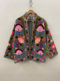 Handmade Embroidery Velvet Suzani Jacket | Women's Floral Clothing | Gift For Her | Bomber Winter Jacket | Street Kimono Jacket |Spring Coat