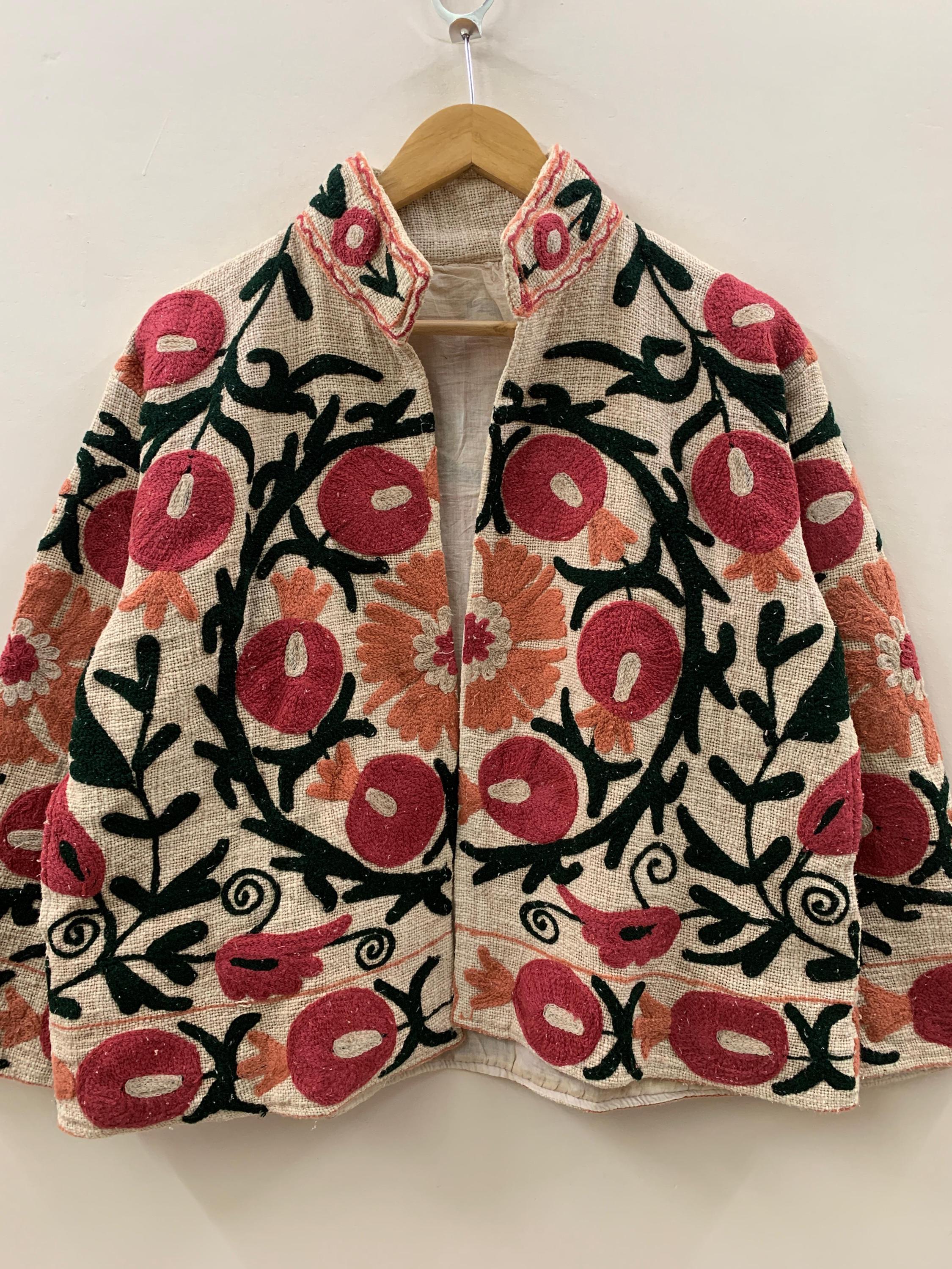 Boho Suzani TNT Fabric Short Spring Jacket | Long Sleeve Button Winter Coat | Short Jacket | Spring Bomber Jacket | Gift For Her | TNT Coat