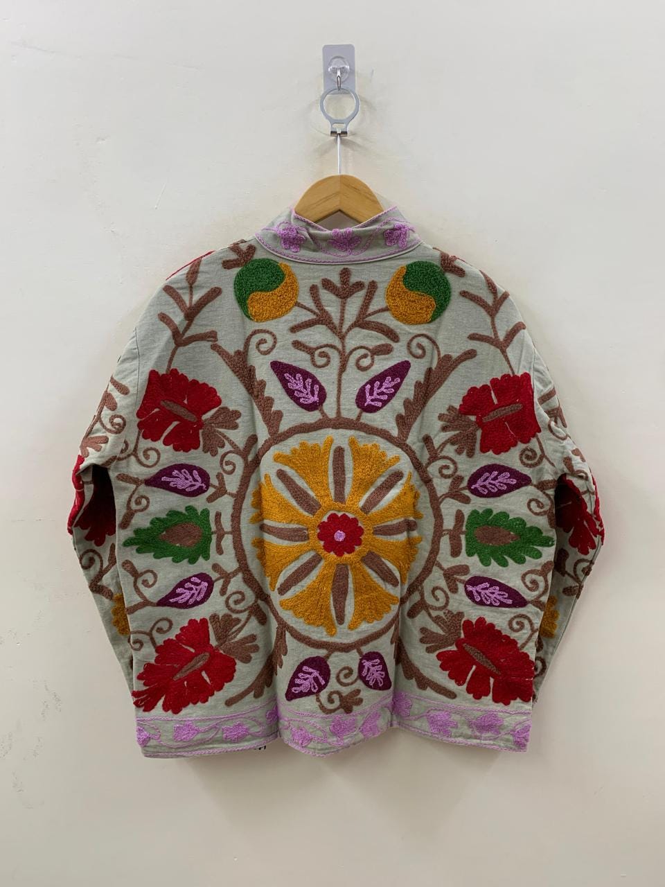 Embroidered Cotton Suzani Short Jacket – Tribal Festival Kimono Jacket |Gift For Her | Duster Jacket | Bomber Chic Coat | Spring Travel Coat