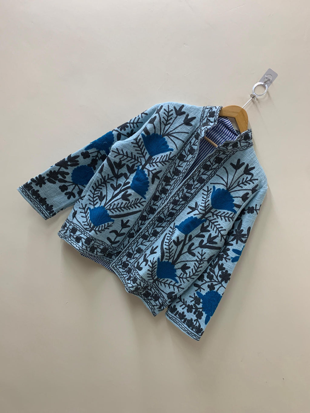 Blue Suzani TNT Jacket Women |Oversize Crop Jacket | Short Boho Jacket | Long Sleeve Jacket | Ethnic Jacket |Lightweight Coat | Gift for Her