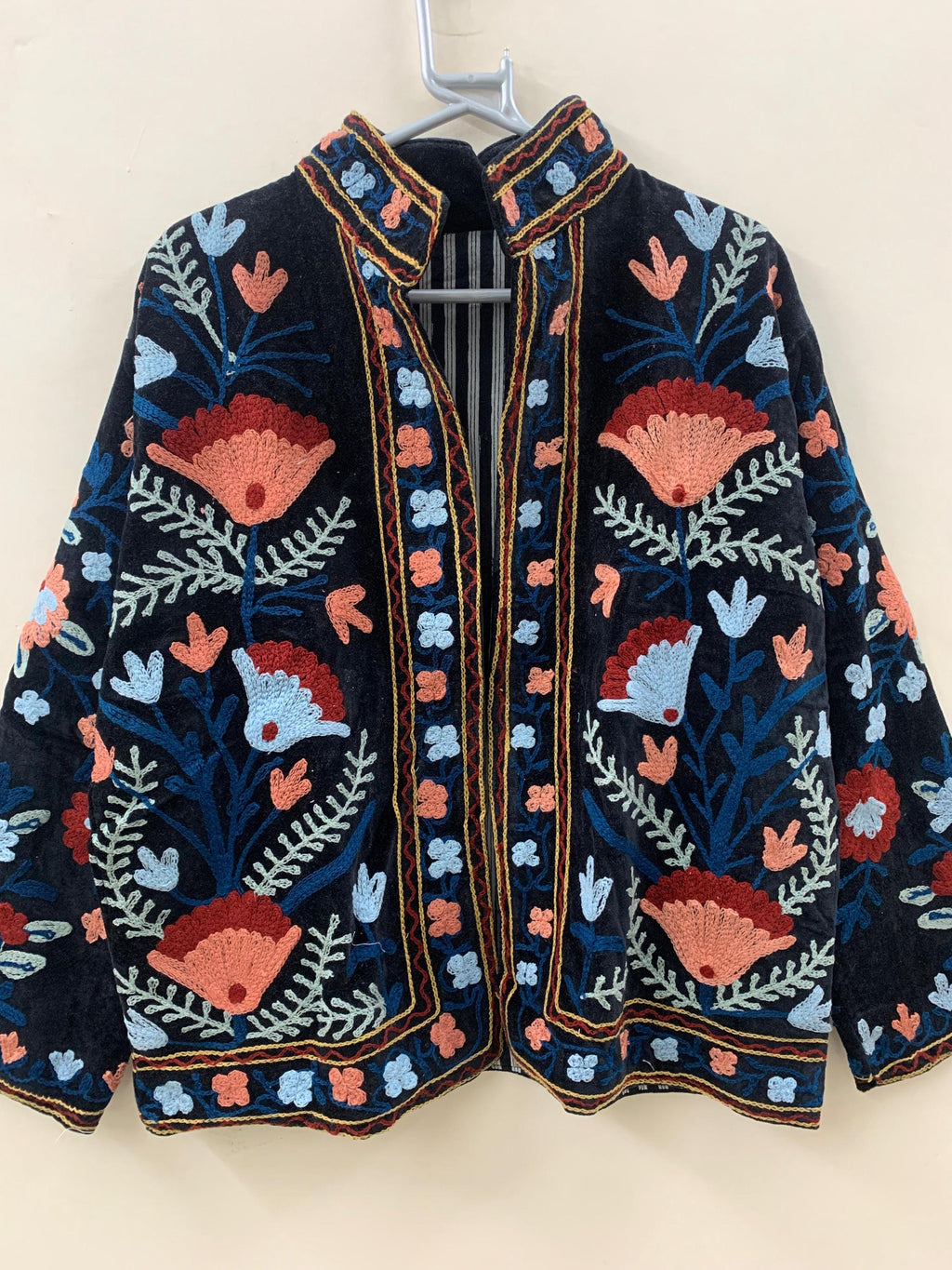 Boho Suzani Jacket Women | Velvet Embroidered Short Coat | Ethnic Vintage Jacket | Cropped Fit | Winter Outerwear