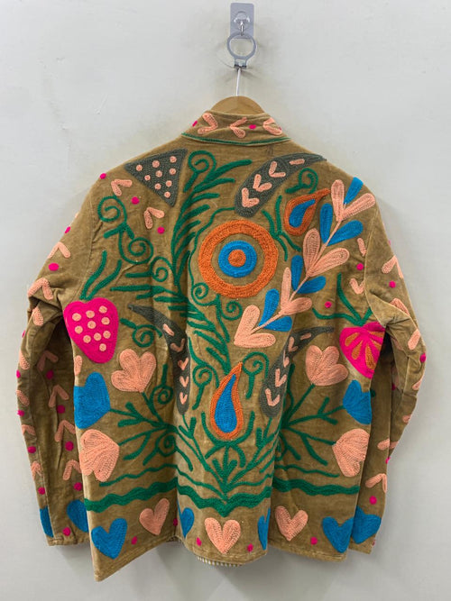Boho Velvet Suzani Jacket | Hand Embroidered Ethnic Coat for Women | Vintage Bohemian Short Jacket | Winter Warm Kimono Coat | Gift for Her