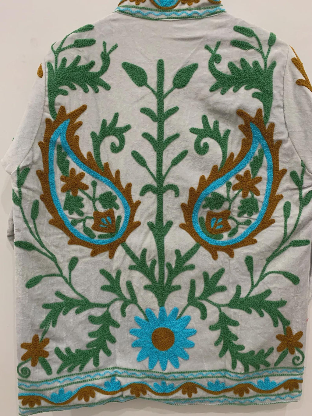 Velvet Suzani Embroidered Jacket – Handcrafted Floral Pattern with Lining And Handmade Buttons, Women's Wear Gift For Her - Duster Jacket
