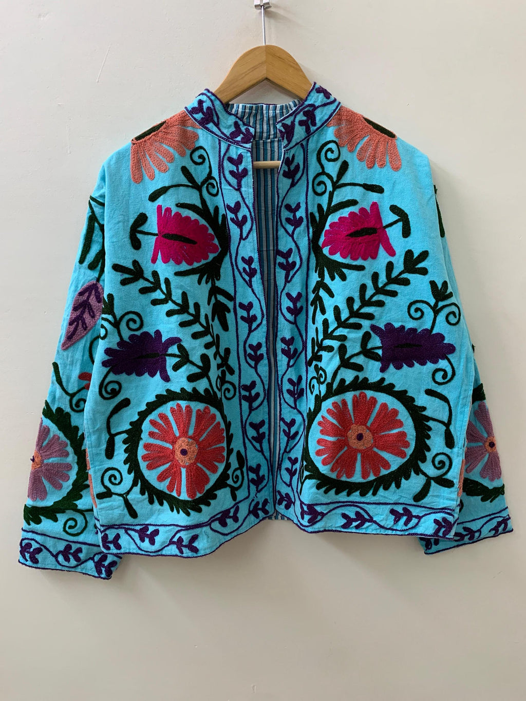 Women's Suzani Cotton Short Travel Jacket | Long Sleeve Button Summer Coat |Short Jacket | Spring Bomber Jacket |Gift For Her |Duster Jacket