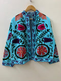Women's Suzani Cotton Short Travel Jacket | Long Sleeve Button Summer Coat |Short Jacket | Spring Bomber Jacket |Gift For Her |Duster Jacket