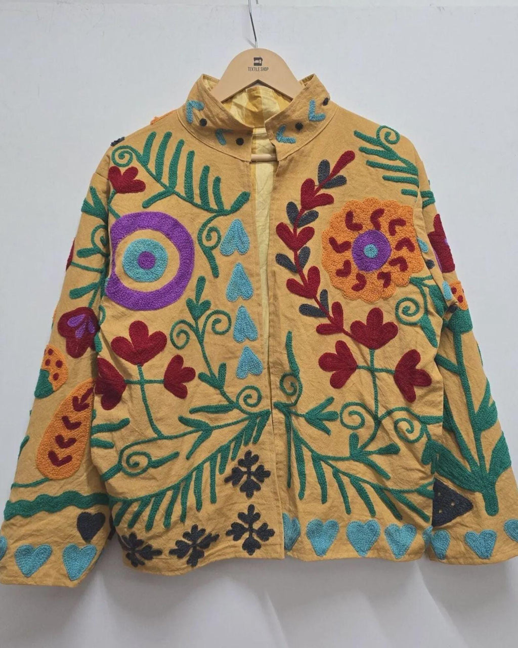 Hand Embroidered Velvet Suzani Jacket | Bohemian Kimono Jacket | Winter Coat | Unisex Jacket | Vintage Boho Outerwear | Gift for Women