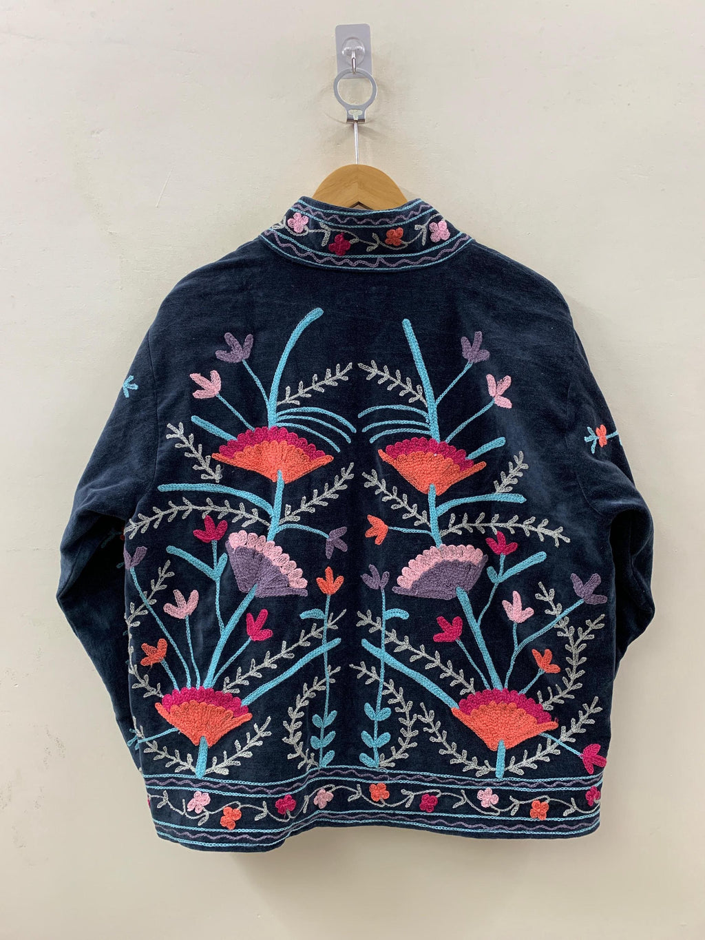 Suzani Embroidered Velvet Winter Jacket | Handmade Short Festival Coat | Ethnic Bohemian Outerwear | Winter Kimono Jacket | Gift For Wife