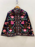 Black Suzani Velvet Short Jacket | Suzani Embroidery Jacket | Winter Wear Women's Jacket Coat | Suzani Coat | Gift For Her |Duster Jacket