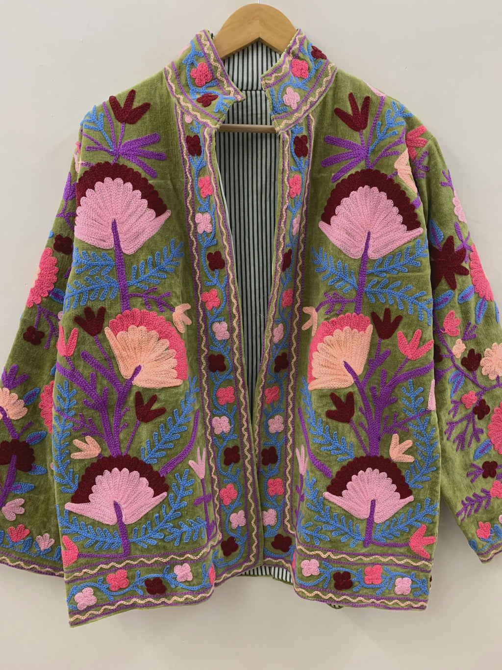 Velvet Suzani Hand Embroidered Jacket | Partywear Tailored Jacket |Bomber Coat | Hippie Jacket | Vintage Coat | Gift For Her | Winter Coat
