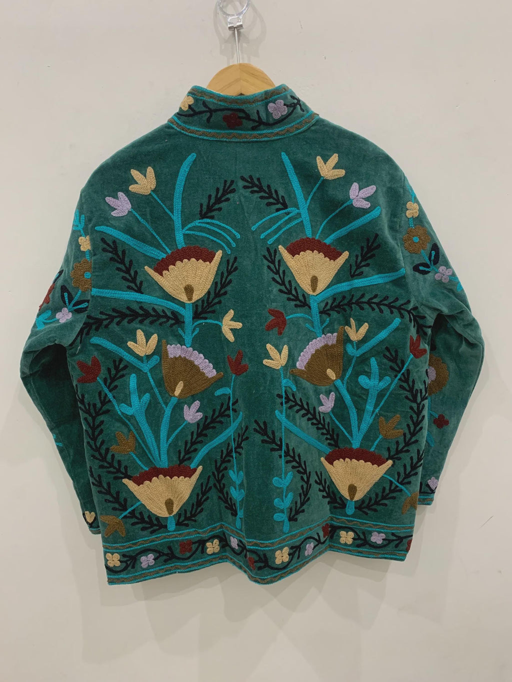 Green Velvet Suzani Embroidered Jacket | Partywear Tailored Jacket |Bomber Coat | Hippie Jacket | Style Coat | Gift For Her |Winter Coat