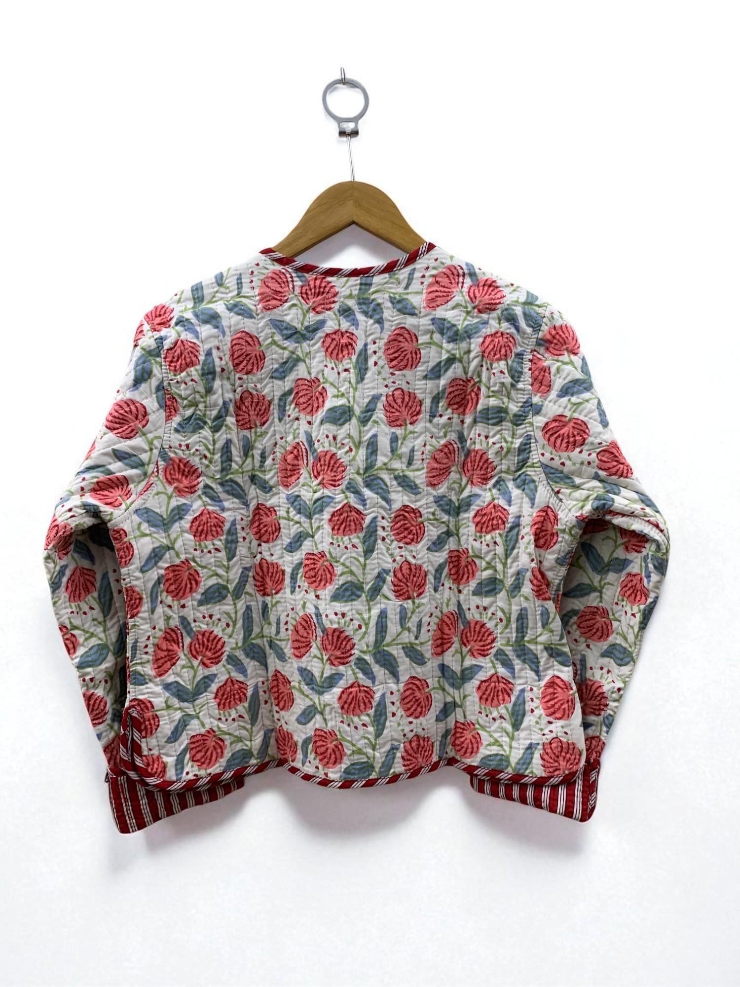 Women's Cotton Quilted Cropped Boho Jacket | Printed Lightweight Cropped Jacket | Spring Jacket | Bomber Jacket | Gift For Her | Outerwear