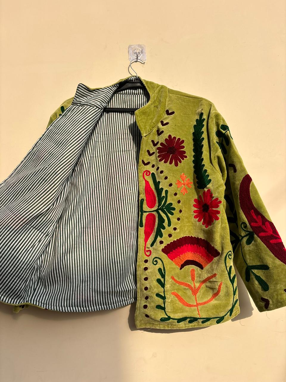 Handmade Suzani Velvet Jacket | Floral Embroidered Coat | Ethnic Jacket | Warm Winter Outerwear Women | Gift for Her | Traditional Jacket