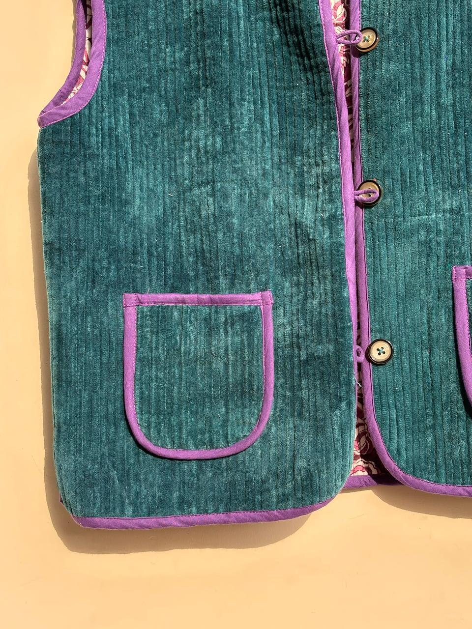 Handmade Suzani Velvet Vest Women Men | Traditional Embroidered Boho Winter Waistcoat | Front Pocket Vest Top | Unisex Sleeveless Jacket