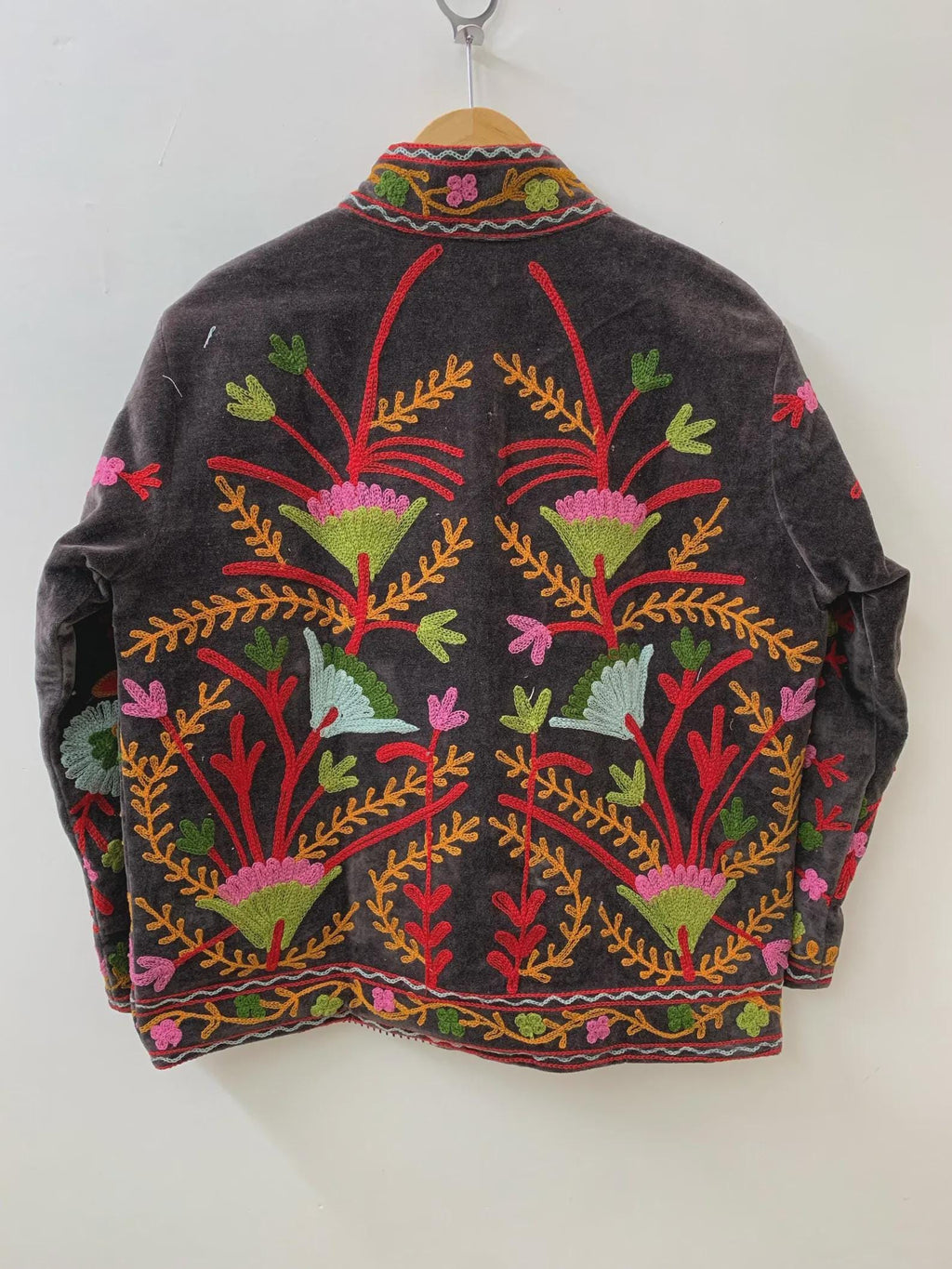 Suzani Embroidered Velvet Winter Jacket | Handmade Short Festival Coat | Ethnic Bohemian Outerwear | Winter Kimono Jacket | Gift For Wife