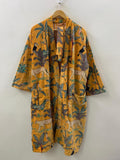 Yellow Leopard Print Velvet Kimono Robe | Bold Animal Print Loungewear | Soft Dressing Gown with Belt |Statement Kimono Jacket| Glam Robe
