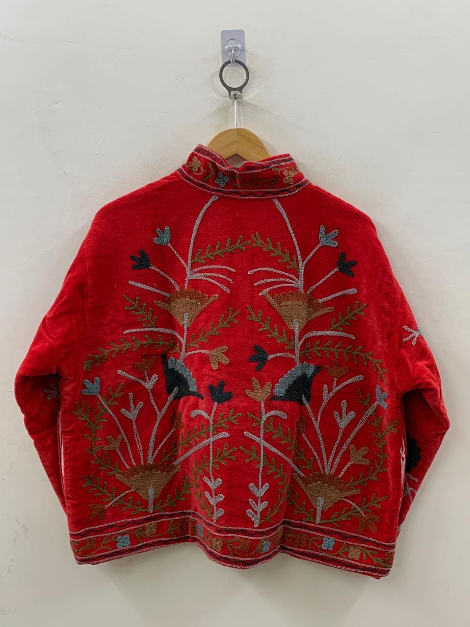 Red Velvet Suzani Embroidery Jacket | Suzani Duster Jacket | Winter Kimono Jacket | Women's Bomber Coat, Robe, Gift For Her |Street Fashion