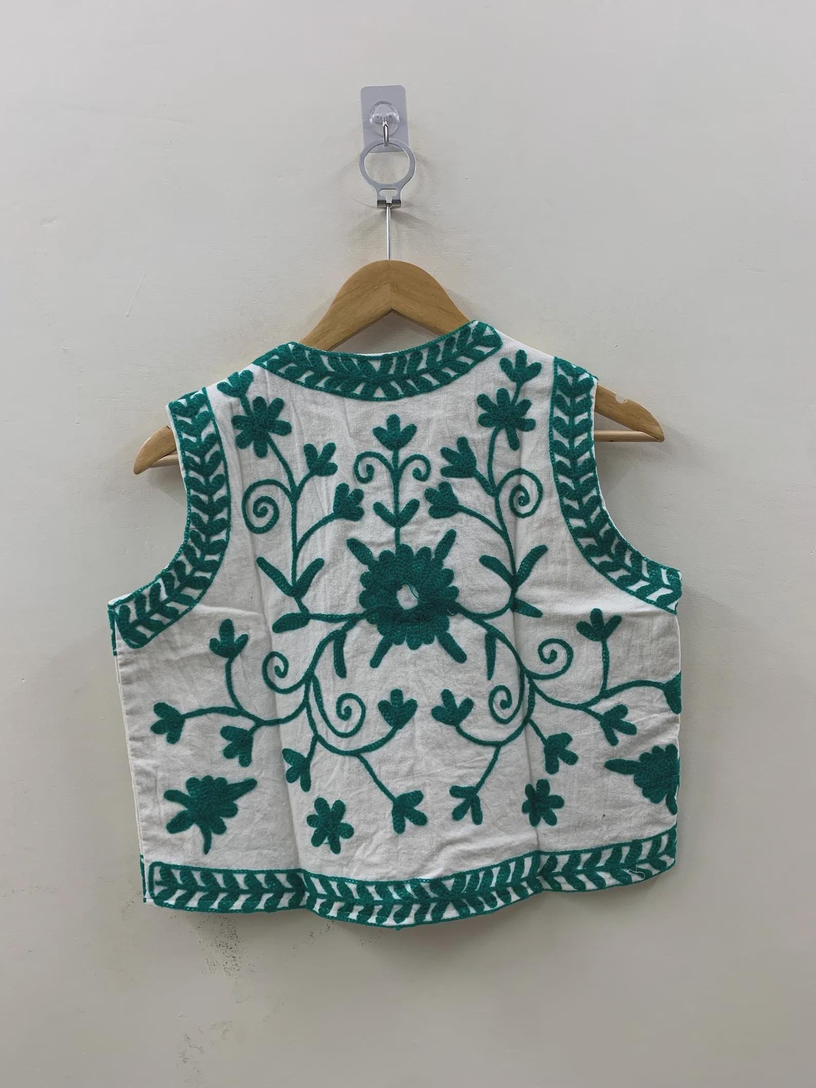 White Cotton Embroidered Vest | Boho Ethnic Waistcoat | Handmade Indian Festival Jacket | Sleeveless Layered Bohemian Vest