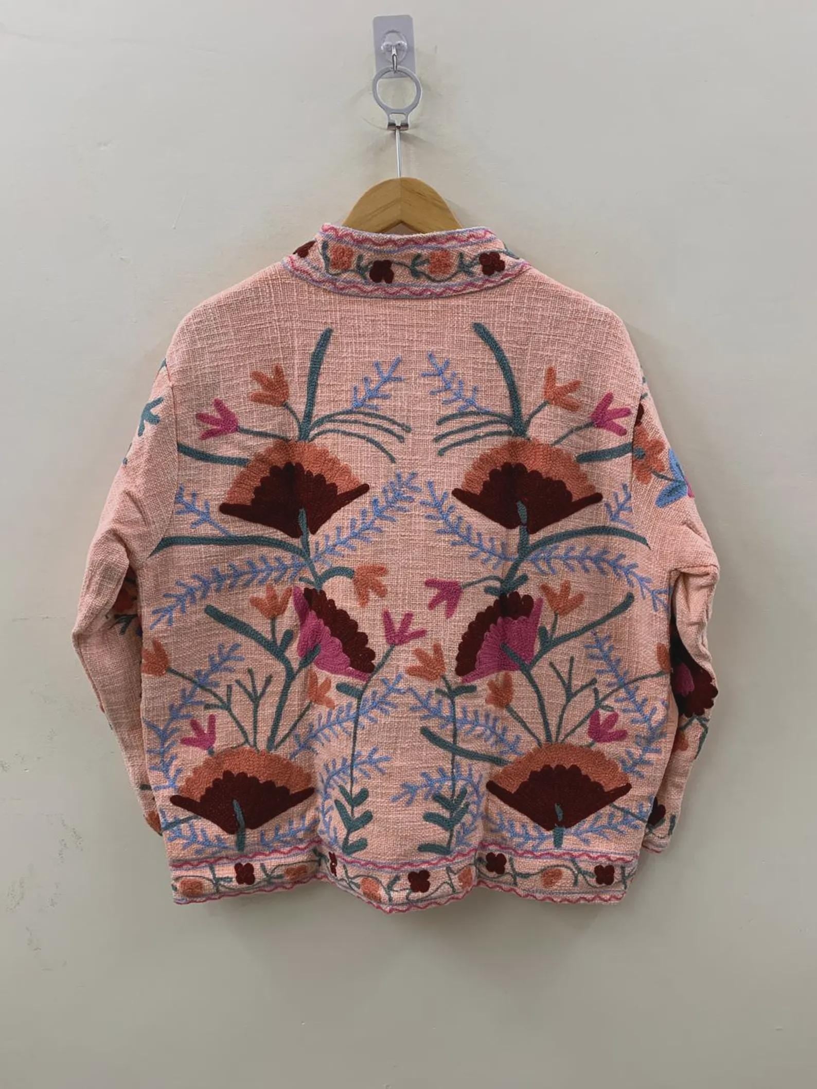 TNT Fabric Suzani Embroidery Quilted Jacket, Winter Wear Duster Jacket, Women's Coat