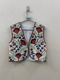 Suzani Embroidered Cotton Vest| Boho Floral Waistcoat | Handmade Ethnic Jacket | Cotton Lined Sleeveless Bohemian Layer |Festival Boho Vest
