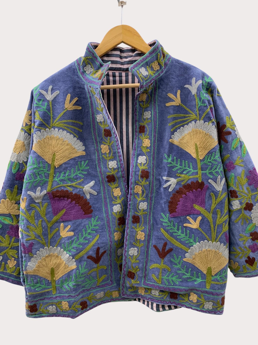Bohemian Suzani Short Velvet Embroidered Coat | Bomber Velvet Short Jacket | Embroidery Outerwear | Summer Festival Coat | Gift For Wife