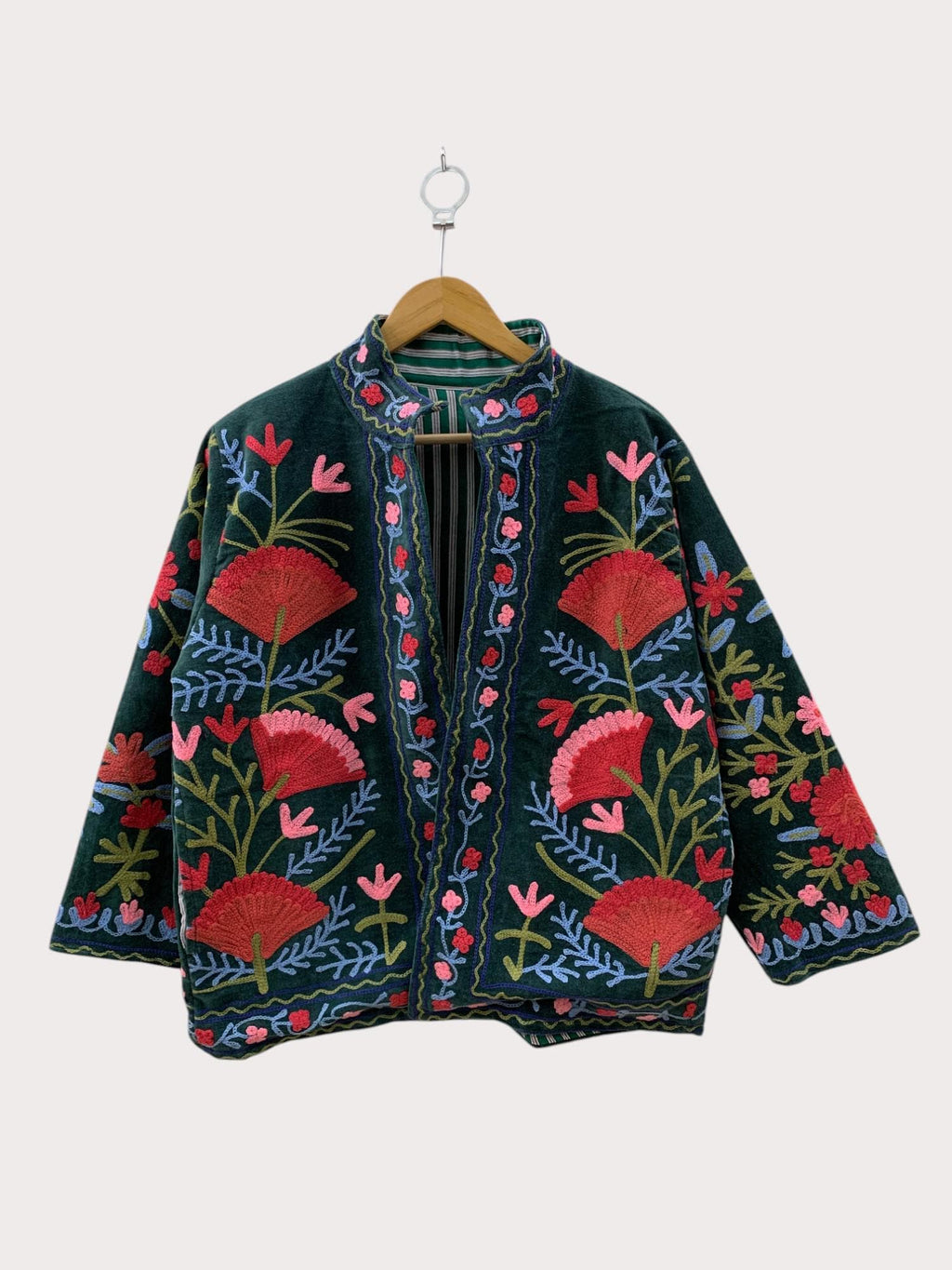 Velvet Suzani Jacket | Hand Embroidered Uzbek Coat | Boho Duster Jacket | Winter Statement Outerwear | Gift for Her