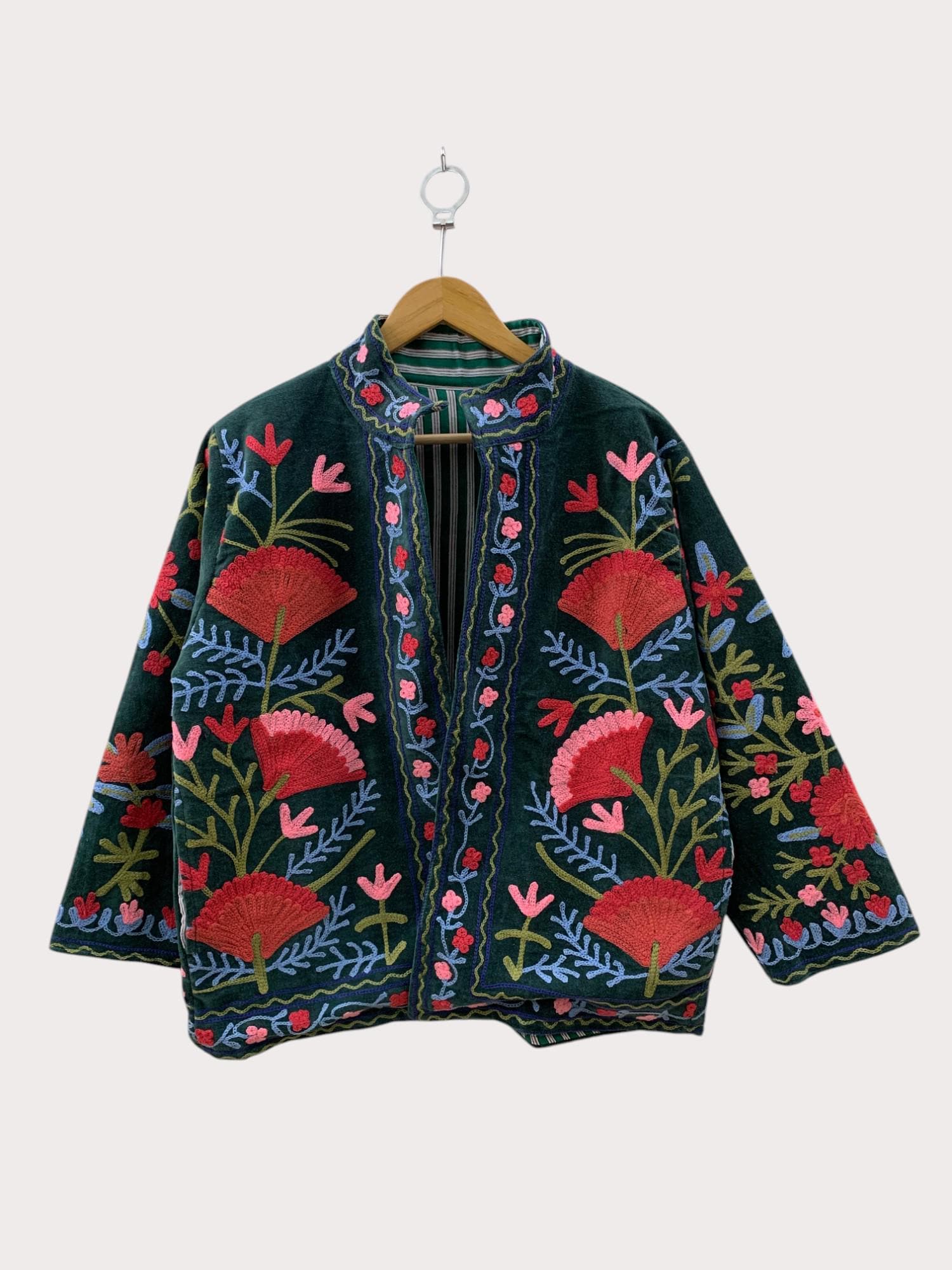 Velvet Suzani Jacket | Hand Embroidered Uzbek Coat | Boho Duster Jacket | Winter Statement Outerwear | Gift for Her