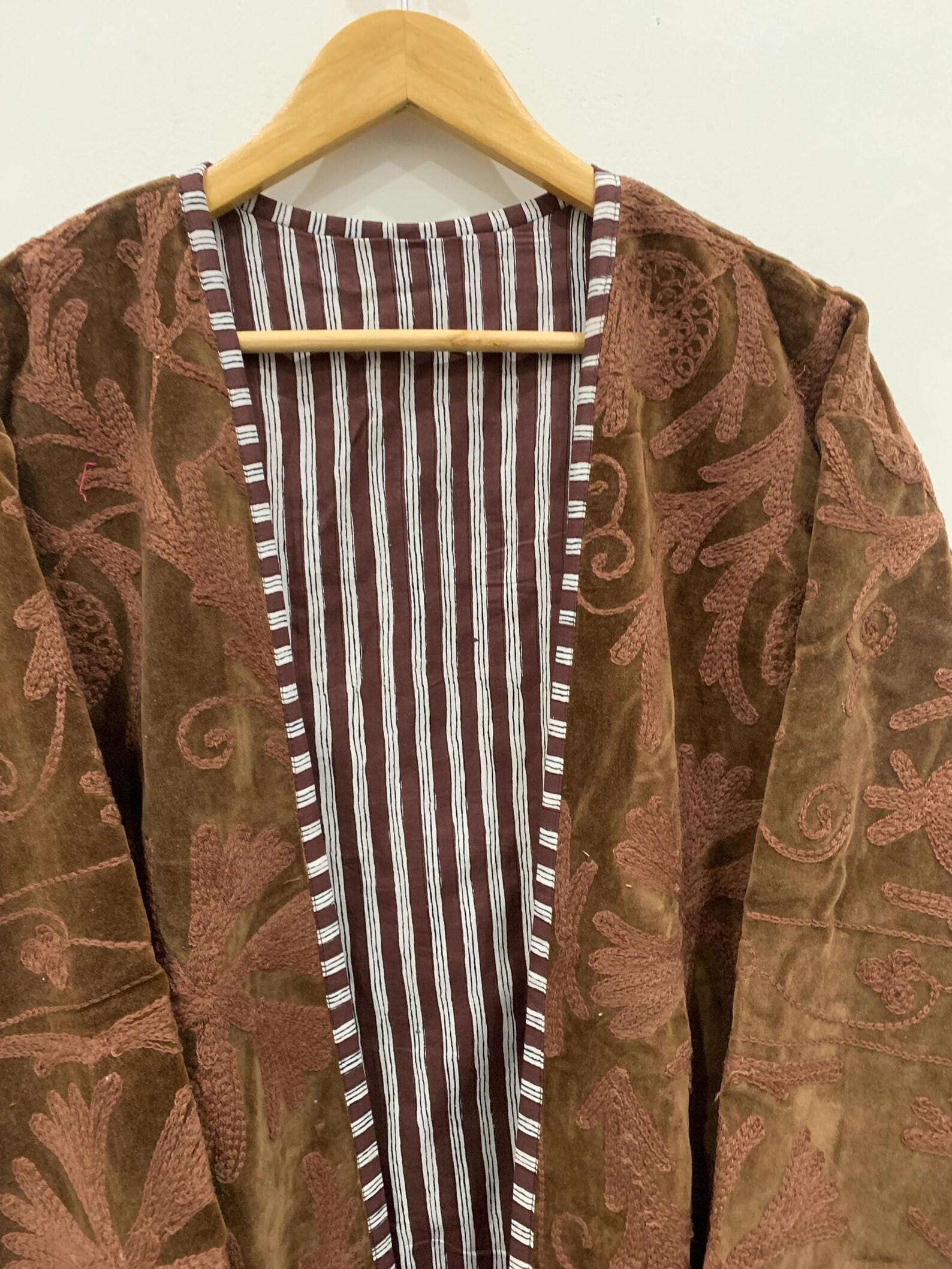 Long Suzani Kimono Robe | Boho Embroidered Duster | Vintage Uzbek Coat | Handmade Festival Kimono | Bohemian Robe Jacket | One of a Kind