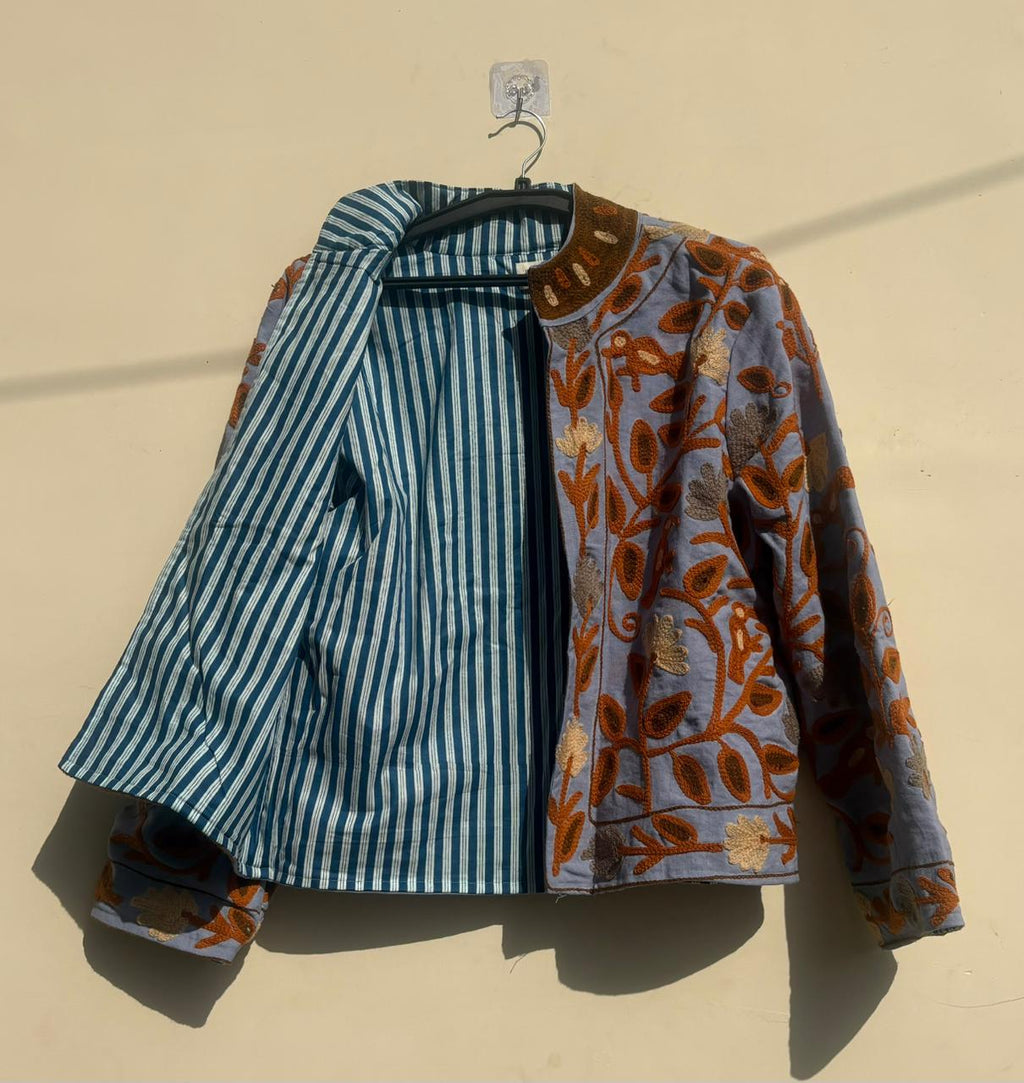 Boho Suzani Velvet Jacket | Oversize Kimono Winter Coat | Handmade Embroidered Artisan Outerwear | Warm Ethnic Jacket | Gift For Wife