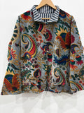 Floral Embroidery Velvet Short Jacket, Winter Suzani Jacket, Velvet Jacket Coat, Duster Coat, Outerwear, Travel Bomber Jacket, Gift For Her