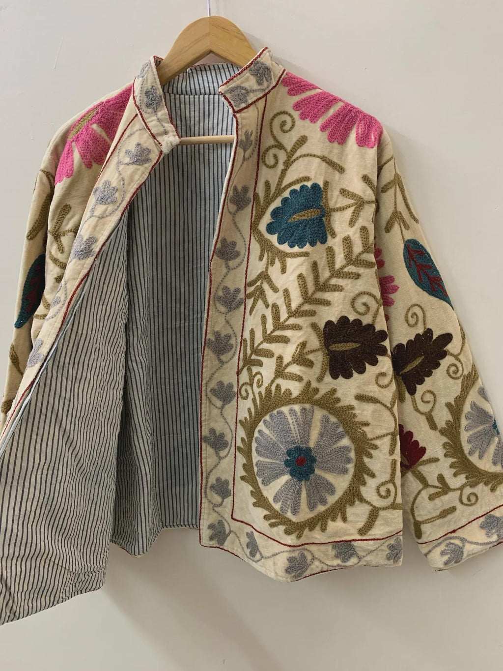 Boho Suzani Velvet Jacket | Handmade Embroidered Coat | Vintage Bohemian Jacket Women | Winter Velvet Coat | Gift for Her
