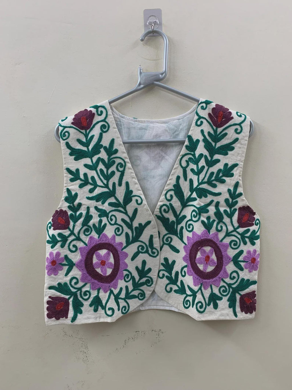 Suzani Embroidered Vest | Handmade Boho Floral Cotton Waistcoat | Vintage Ethnic Jacket | Festival Bohemian Vest | Gift for Her