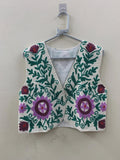 Suzani Embroidered Vest | Handmade Boho Floral Cotton Waistcoat | Vintage Ethnic Jacket | Festival Bohemian Vest | Gift for Her