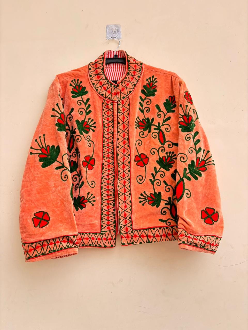 Velvet Suzani Jacket | Floral Embroidery Jacket  | Bohemian Coat | Warm Winter Coat | Artisanal Outerwear | Gift For Her | Winter Outerwear
