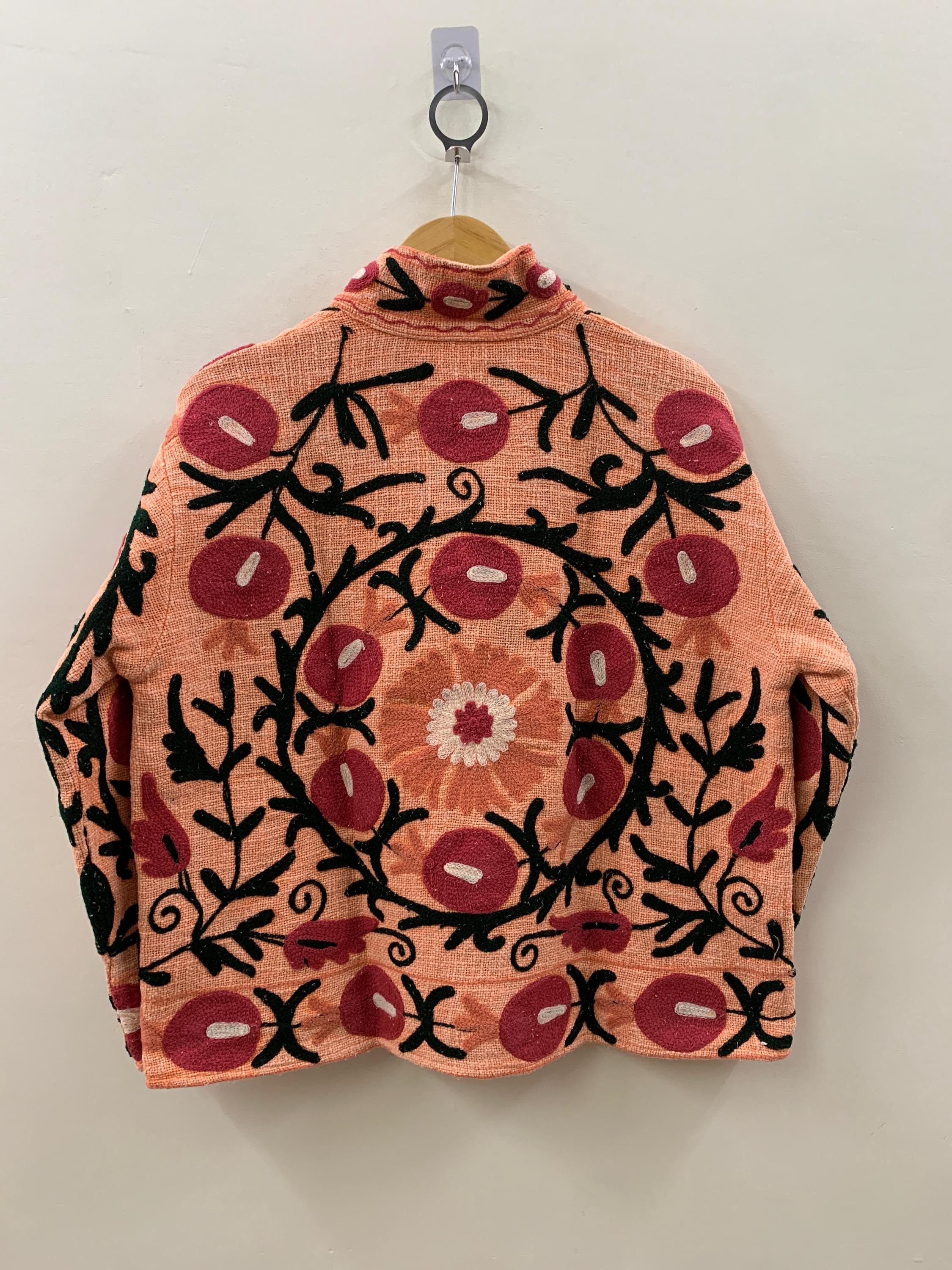 Boho Suzani TNT Fabric Short Spring Jacket | Long Sleeve Button Winter Coat | Short Jacket | Spring Bomber Jacket | Gift For Her | TNT Coat