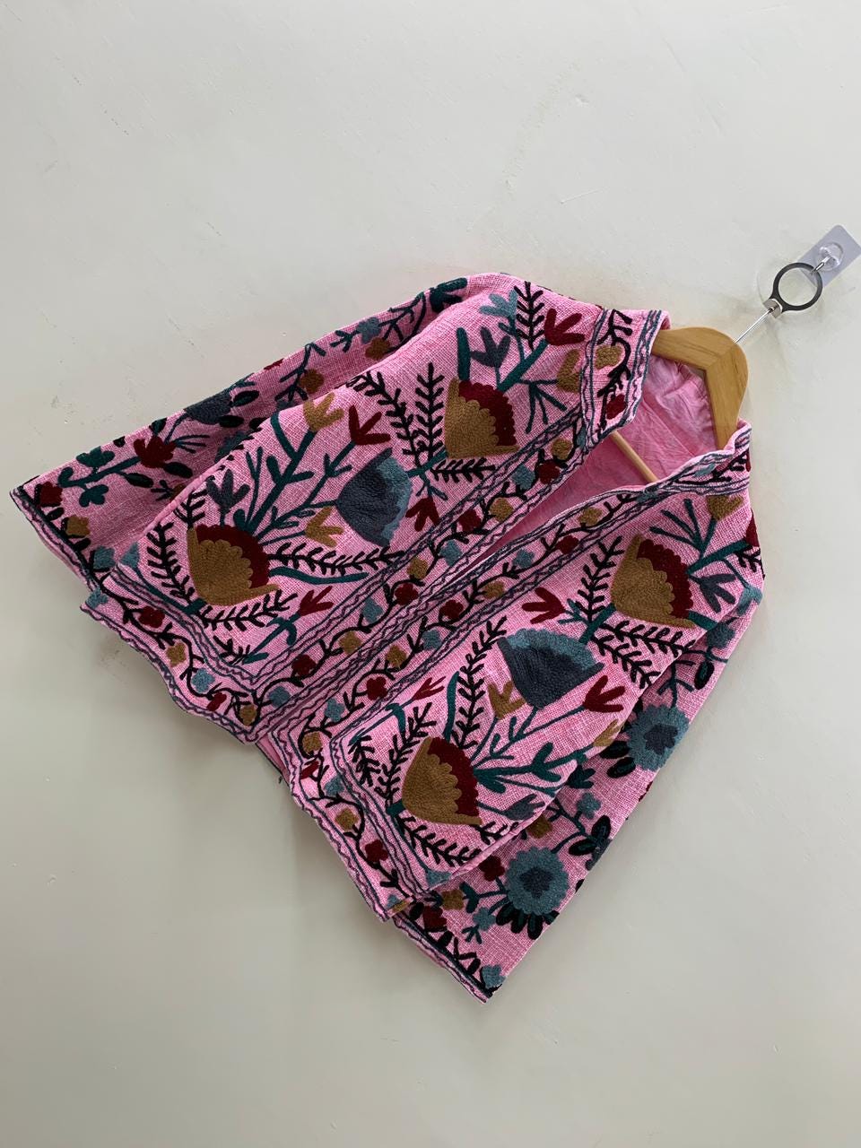 Pink Suzani TNT Fabric Short Jacket | Long Sleeve Button Winter Coat | Short Jacket | Spring Bomber Jacket | Gift For Her | TNT Coat