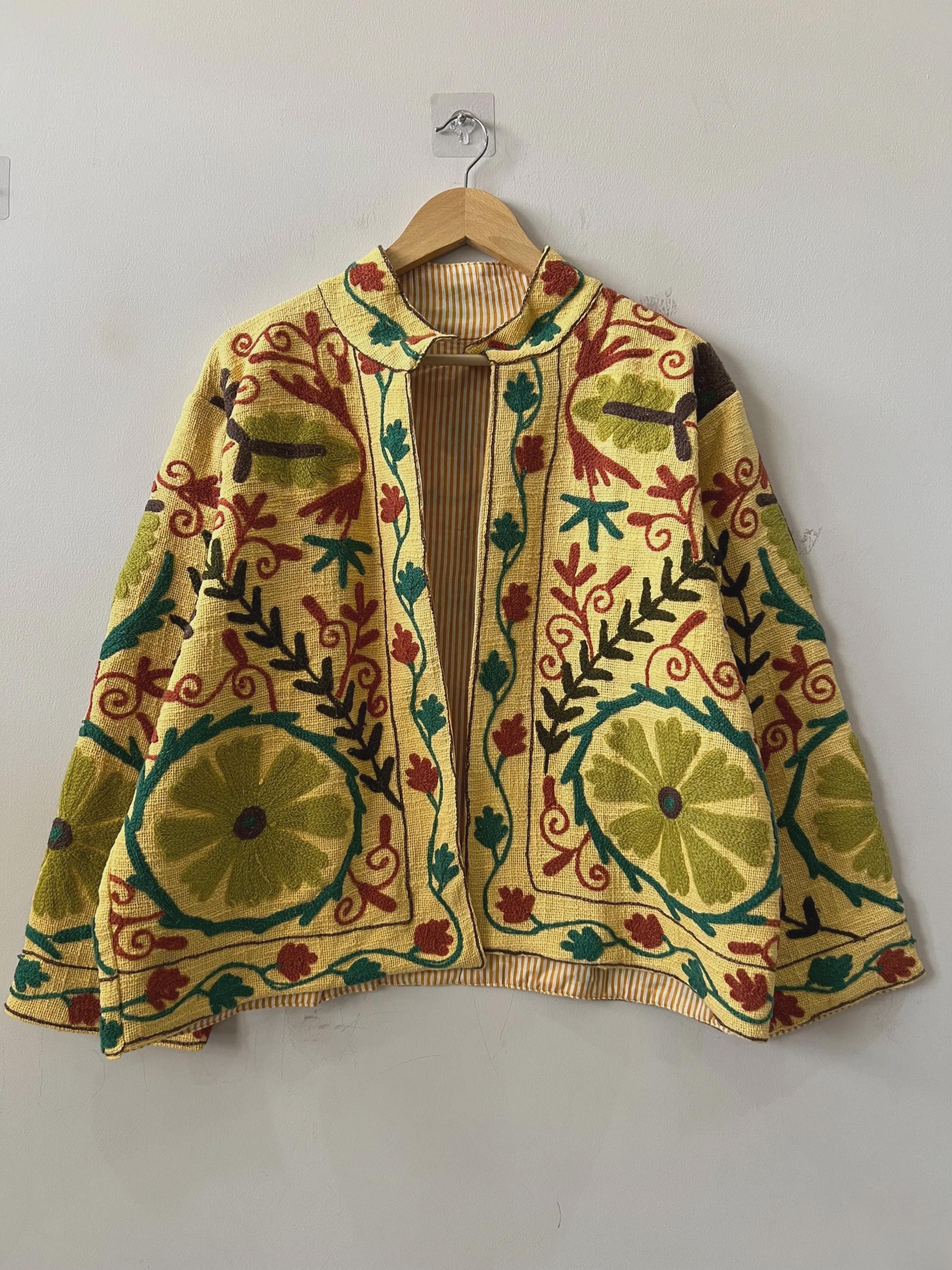 Handmade Suzani Jacket TNT | Uzbek Embroidered Coat | Short Kimono Jacket | Vintage Boho Outerwear | Winter Statement Jacket | Gift for Her