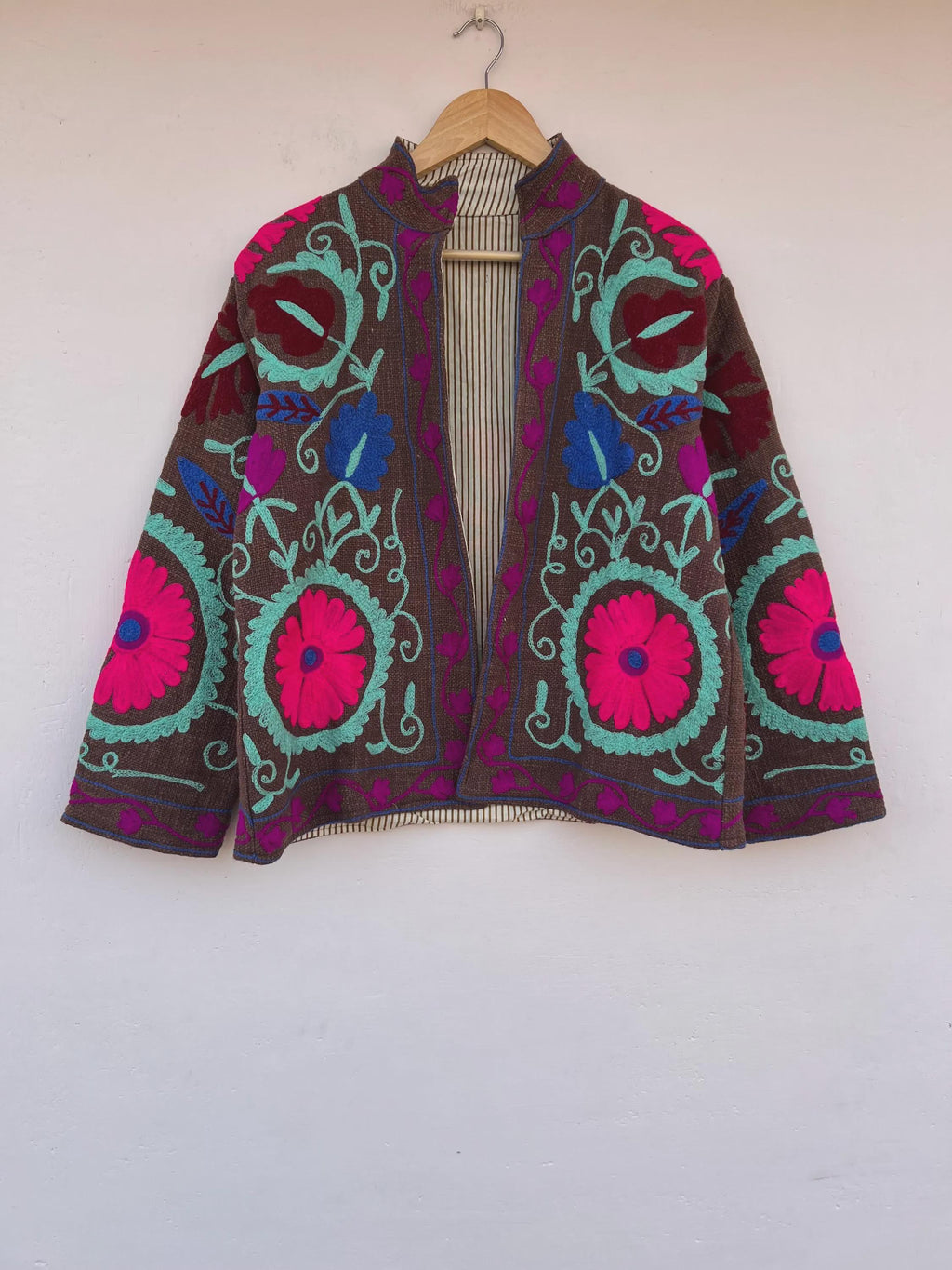 Handmade Cotton Suzani Jacket - Embroidered Tribal Festival Coat