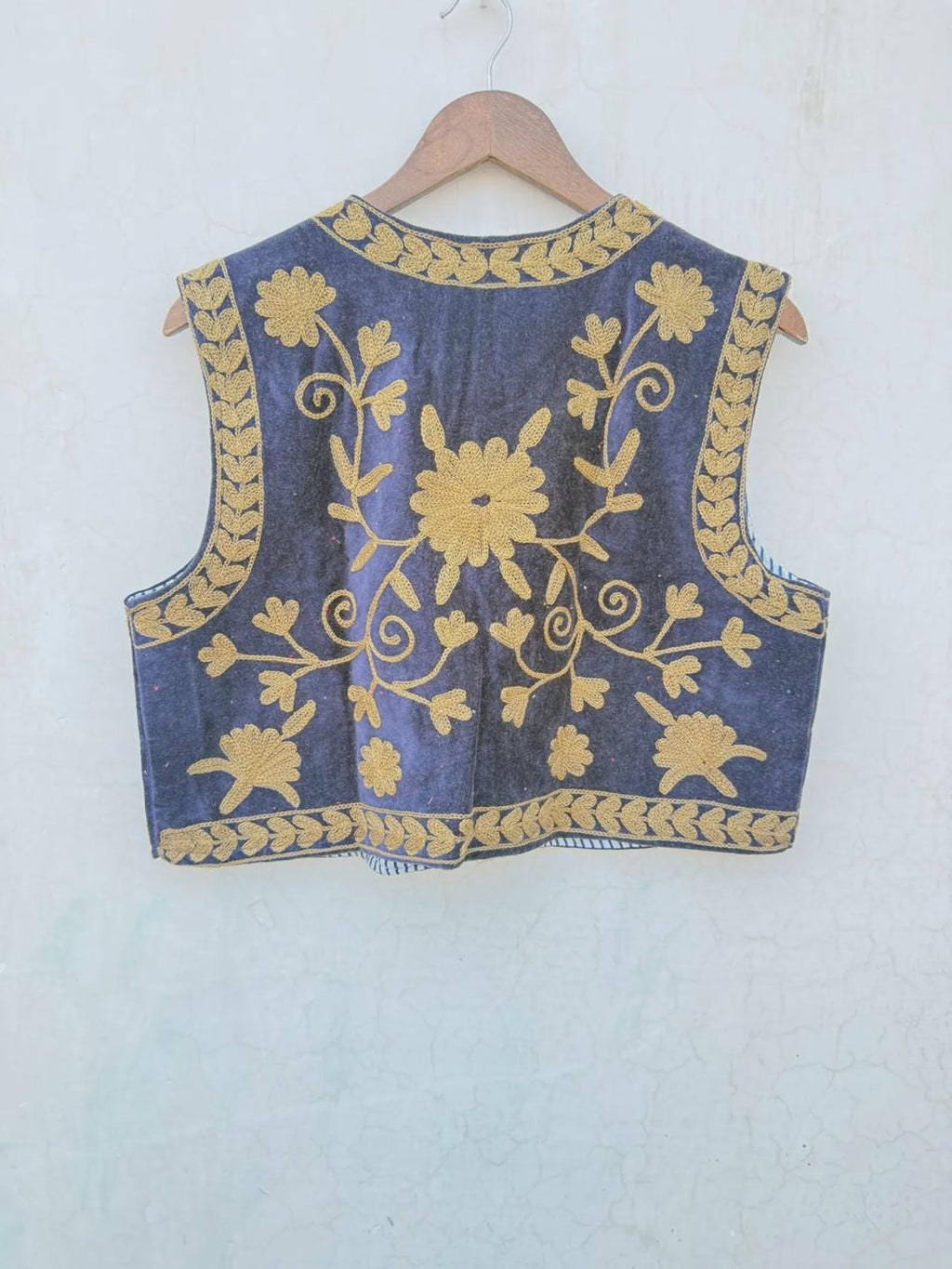 Hand-Embroidered Floral Velvet Vest | Sleeveless Boho Suzani Jacket | Handmade Bohemian Women’s Waistcoat Vest