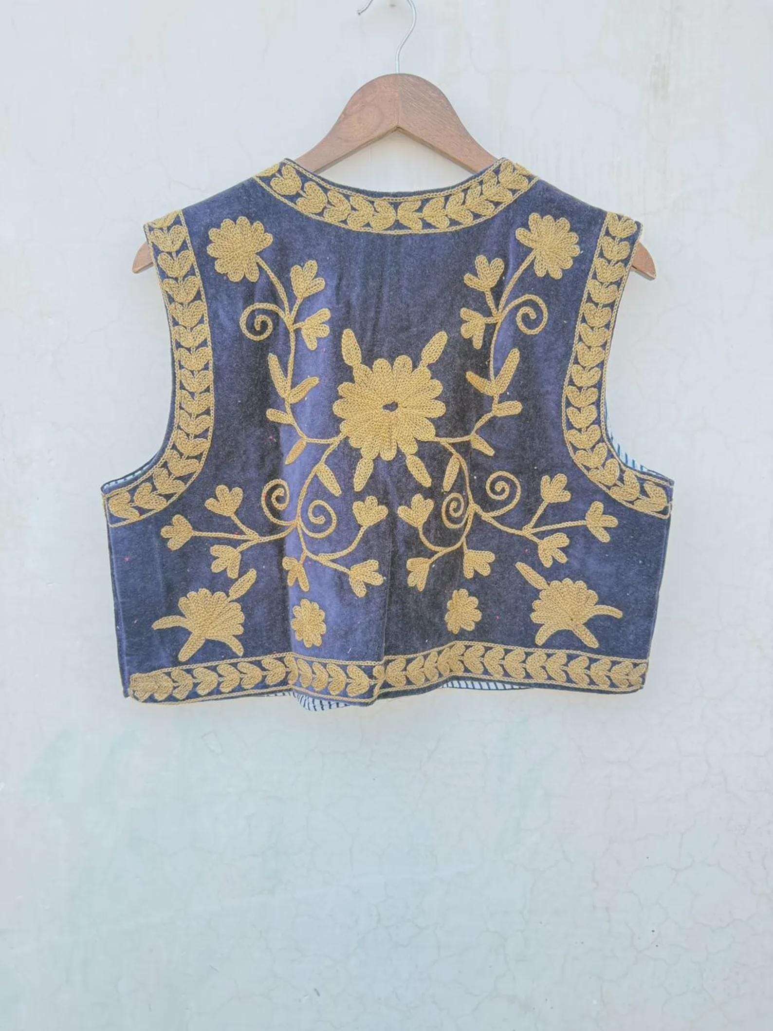 Hand-Embroidered Floral Velvet Vest | Sleeveless Boho Suzani Jacket | Handmade Bohemian Women’s Waistcoat Vest