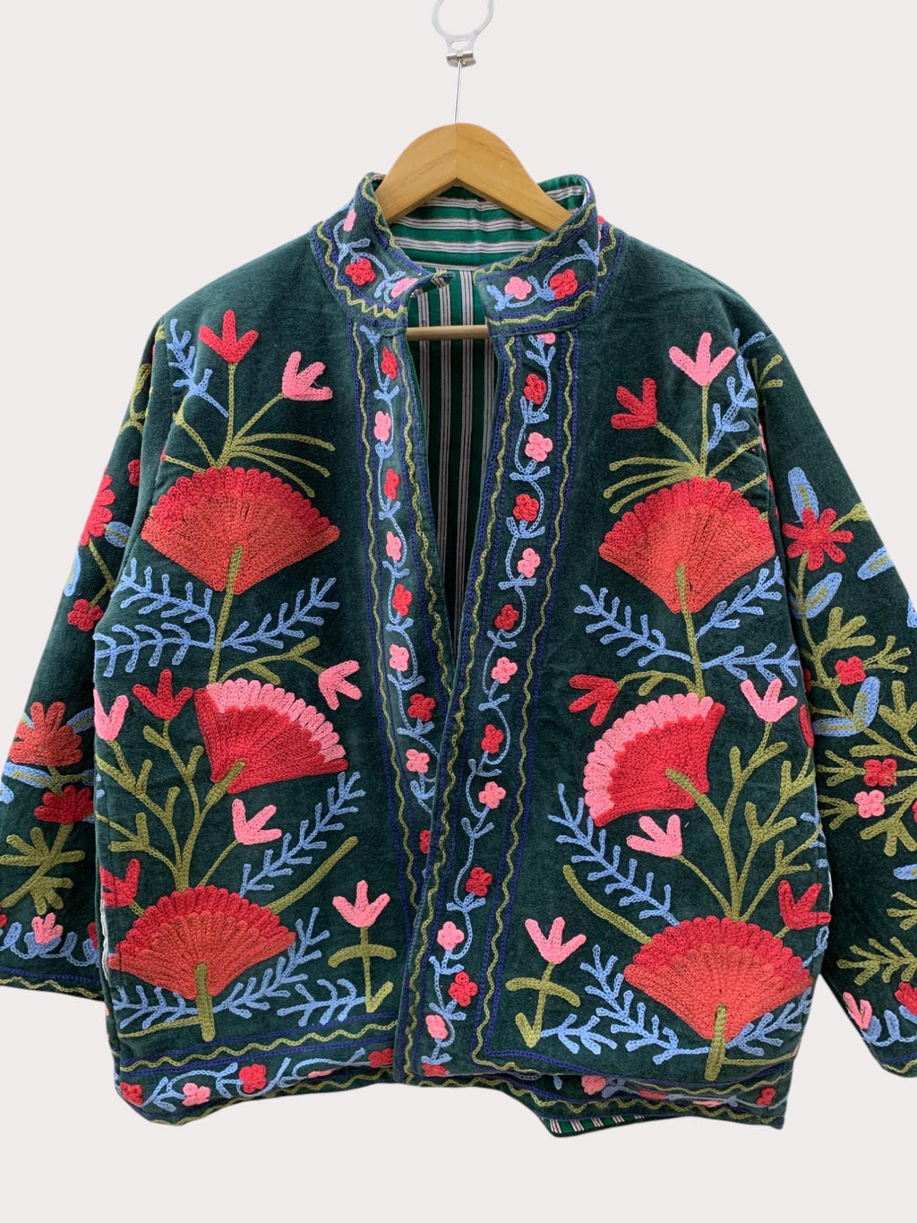 Velvet Suzani Jacket | Hand Embroidered Uzbek Coat | Boho Duster Jacket | Winter Statement Outerwear | Gift for Her