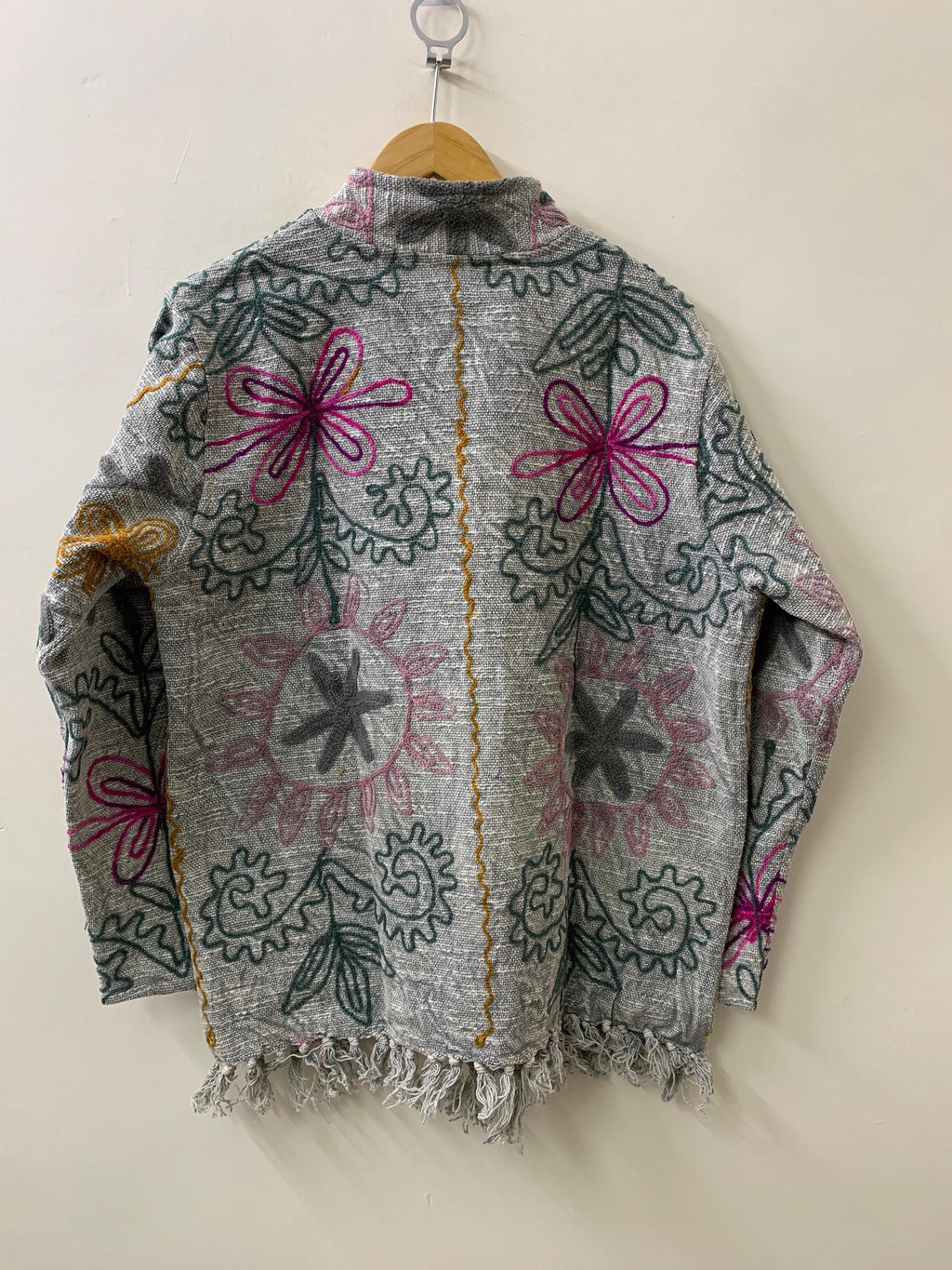Handmade Ethnic Embroidered Cotton Suzani Kimono | Boho Throw Shrug | Tribal Festival Spring Coat | Statement Duster Outerwear