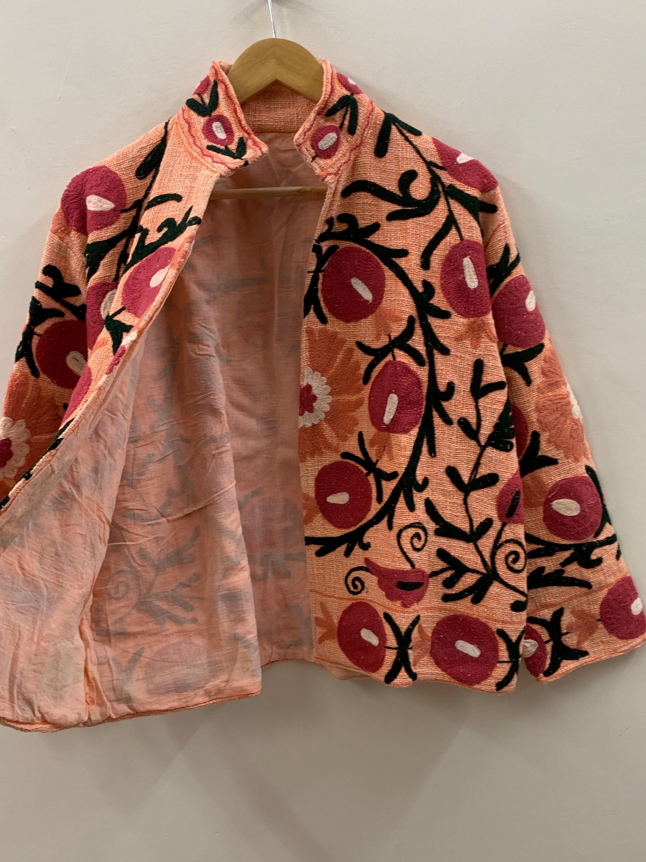 TNT Fabric Suzani Jacket | Boho Coat| Gift For Her| Suzani Embroidery Women's Jacket | Winter Wear Coat | Duster Coat | Suzani Short Jacket