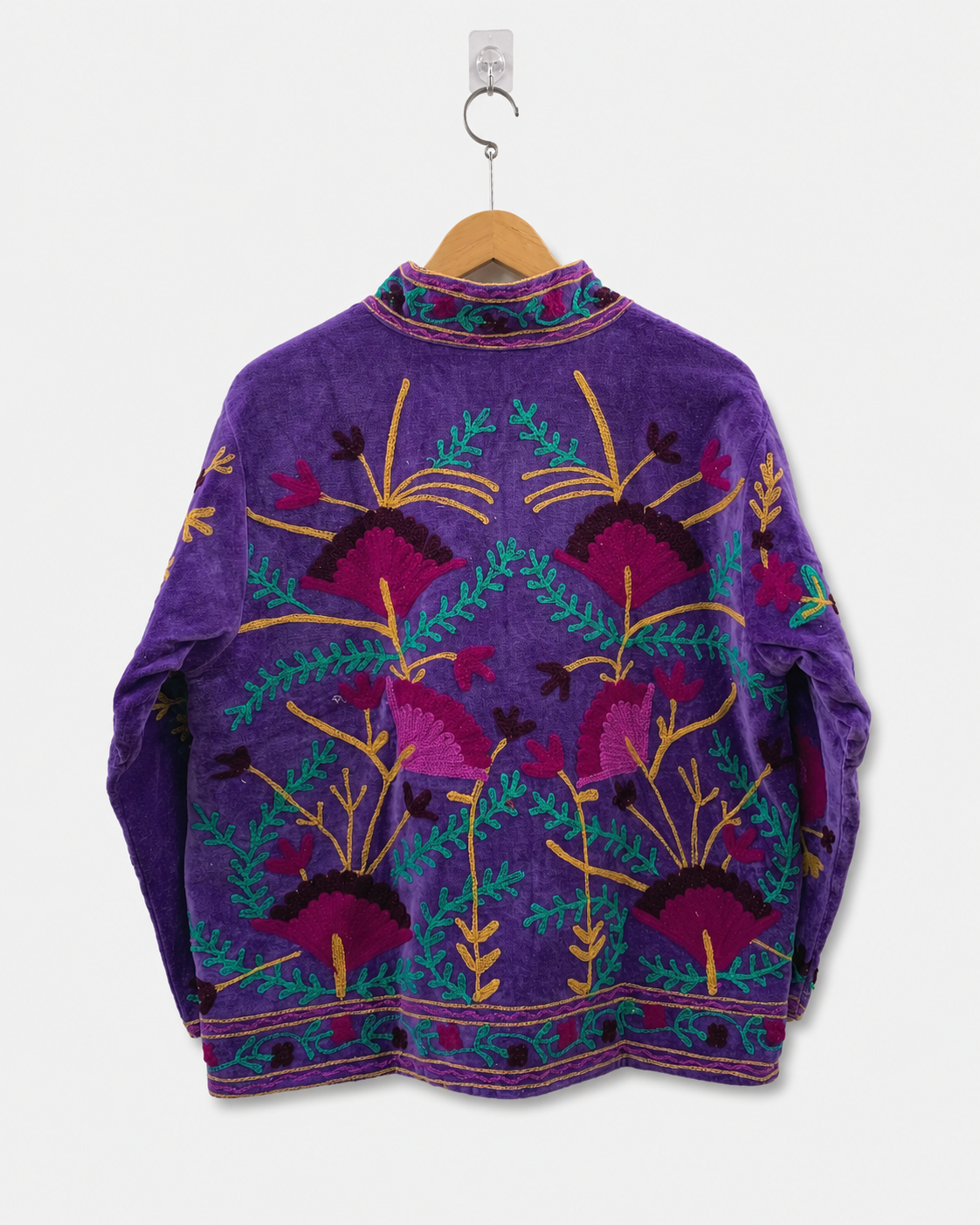 Purple Floral Suzani Embroidered Jacket