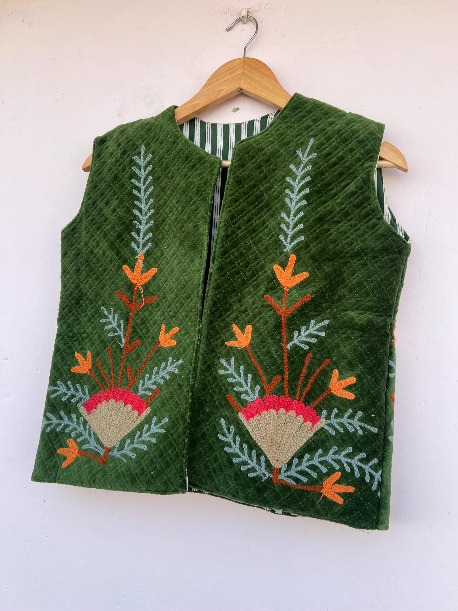 Boho Suzani Velvet Vest | Hand-Embroidered Floral Sleeveless Jacket | Vintage-Inspired Festival & Statement Layer | Ethnic Waistcoat