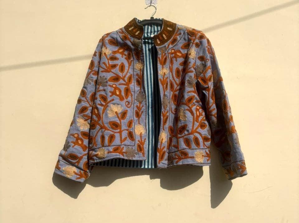 Boho Suzani Velvet Jacket | Oversize Kimono Winter Coat | Handmade Embroidered Artisan Outerwear | Warm Ethnic Jacket | Gift For Wife