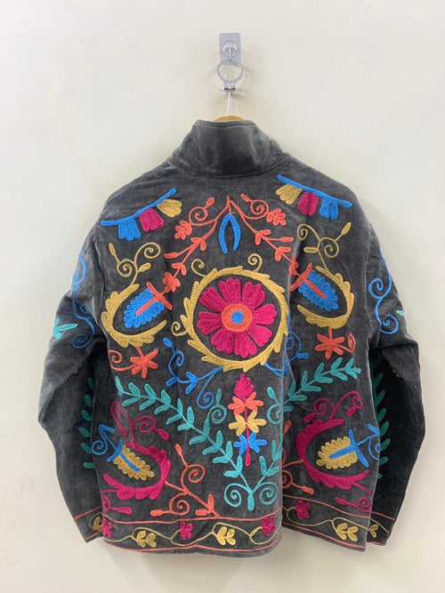 Boho Suzani Jacket Velvet | Embroidered Ethnic Coat | Vintage Bohemian Jacket Women | Winter Warm Outerwear | Gift for Her | Festival Outfit