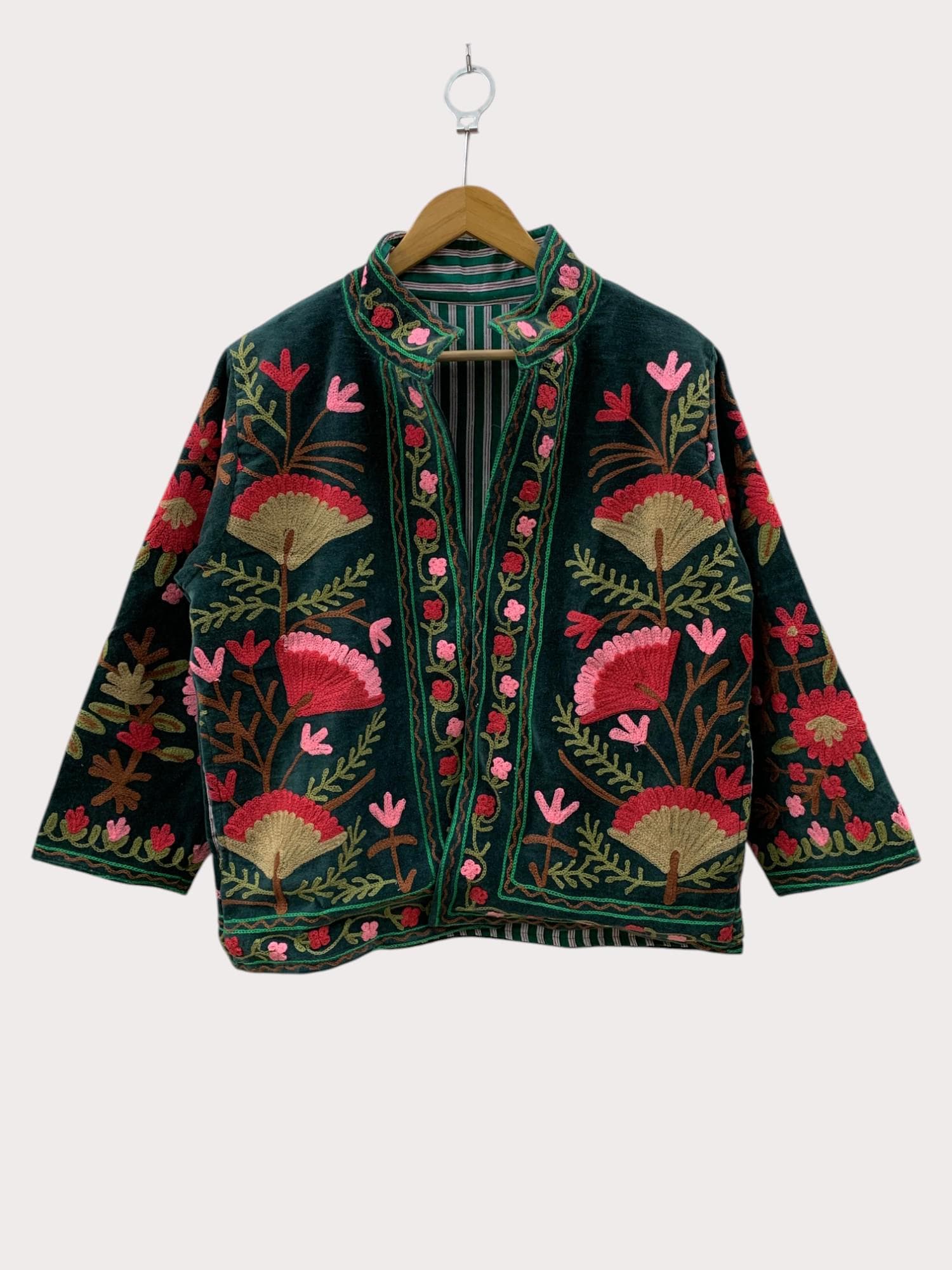 Velvet Suzani Jacket | Floral Embroidered Coat | Handmade Uzbek Boho Festival Outerwear | Vintage Bohemian Blazer | Gift for Her
