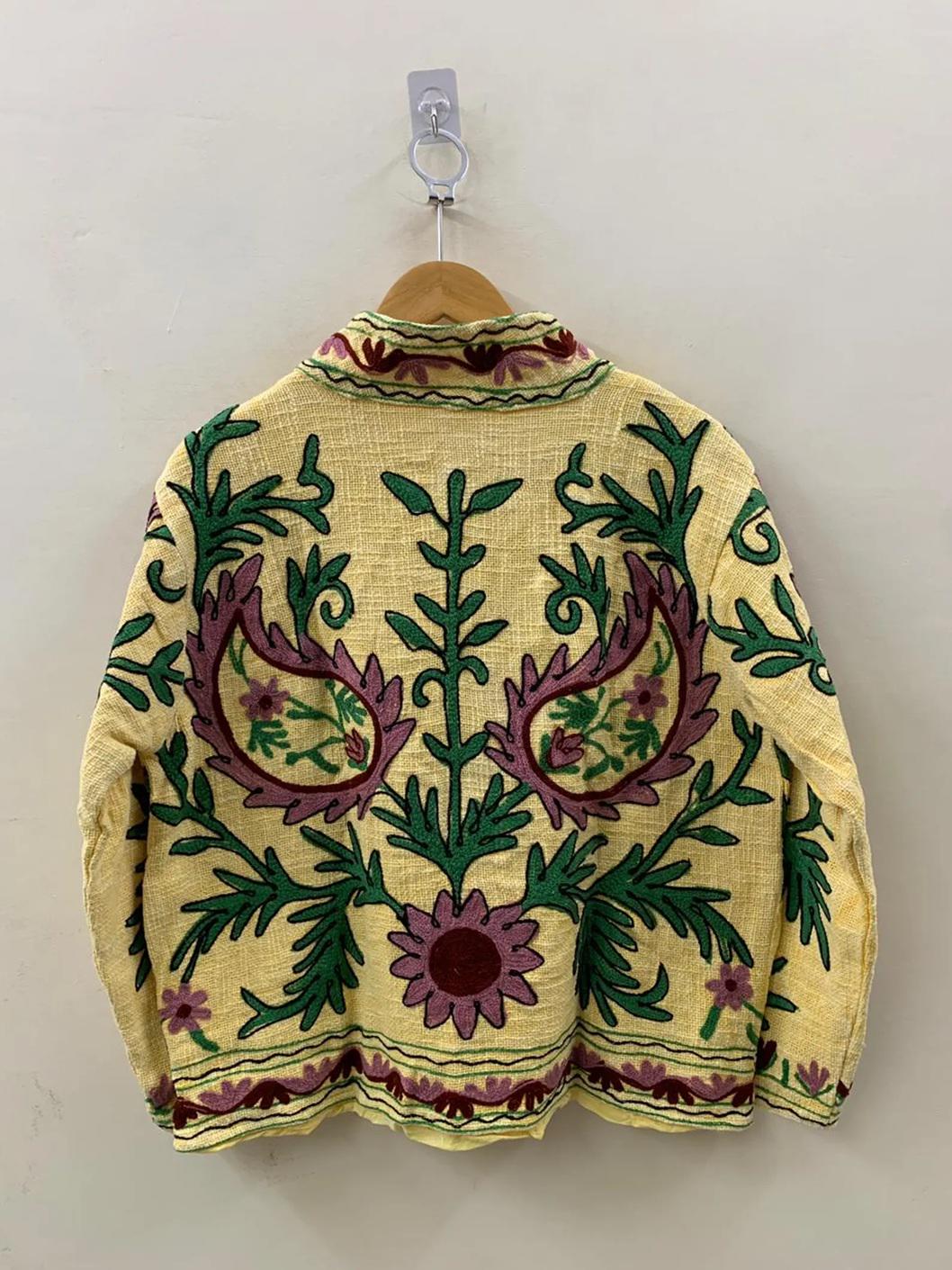 Women's TNT Fabric Suzani Jacket | Boho Coat| Gift For Her| Suzani Embroidery Winter Wear Coat | Duster Coat | Suzani Short Jacket
