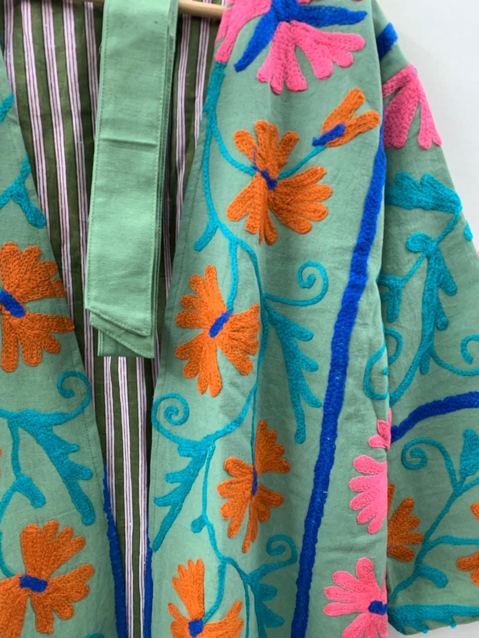 Boho Suzani Cotton Kimono Robe | Vintage Embroidered Uzbek Duster |Gift For Her