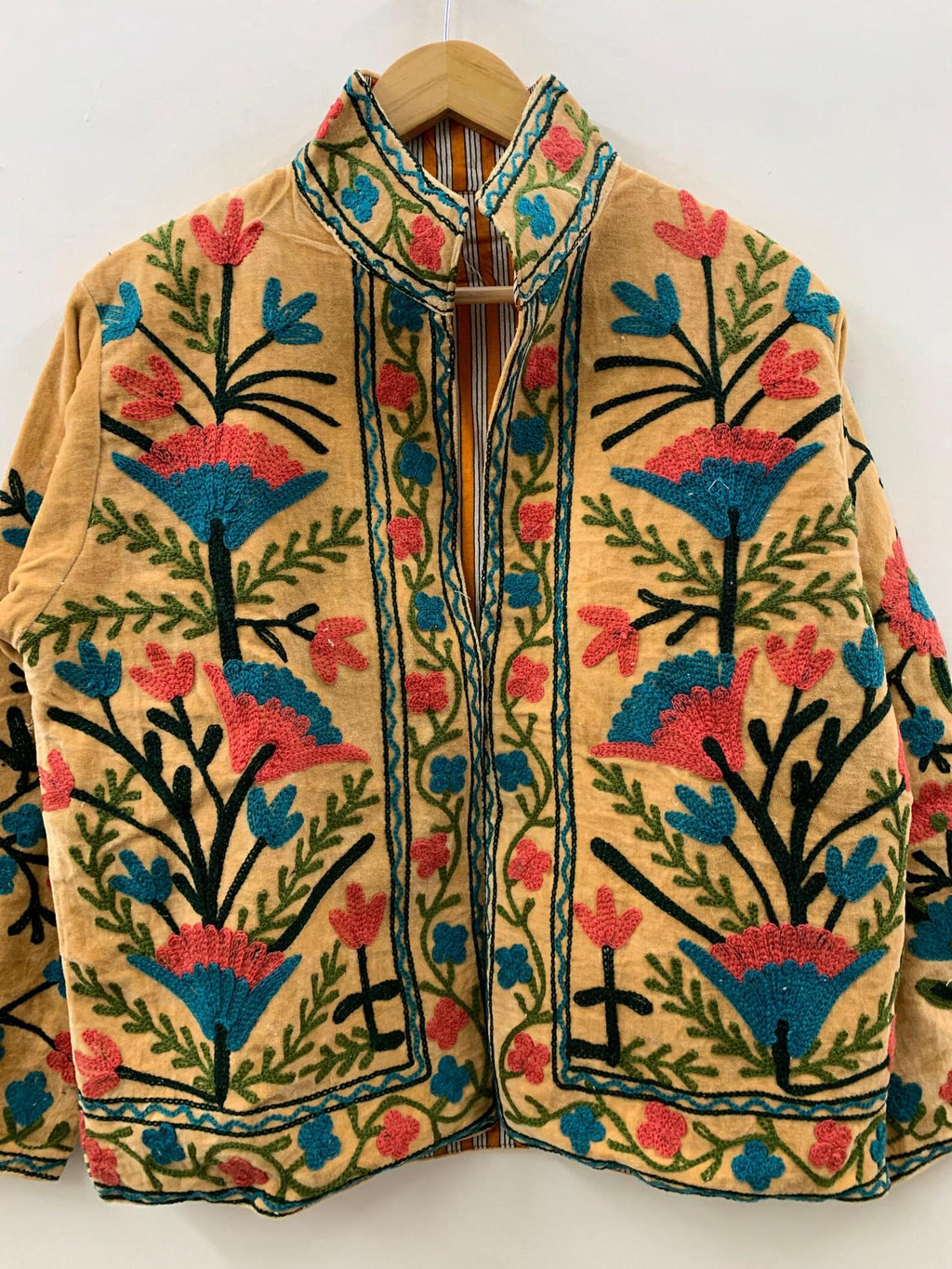 Velvet Suzani With Pocket Winter Short Jacket | Boho Floral Jacket | Bomber Jacket | Winter Warmed Coat | Gift For Her | Spring Jacket